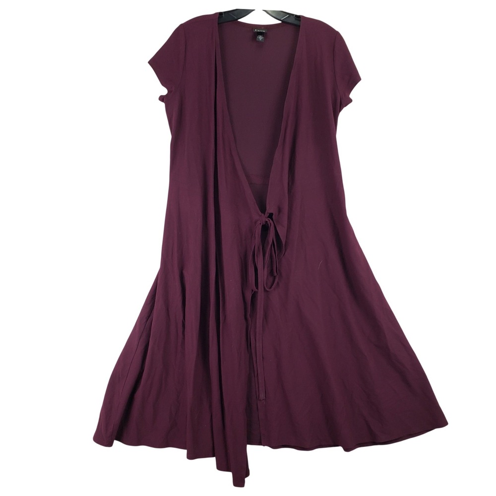 Eileen Fisher Wrap Dress Women XS Burgundy Minimalist Lagenlook